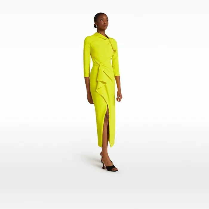 Safiyaa Avery Chartreuse Midi Dress Women Dresses