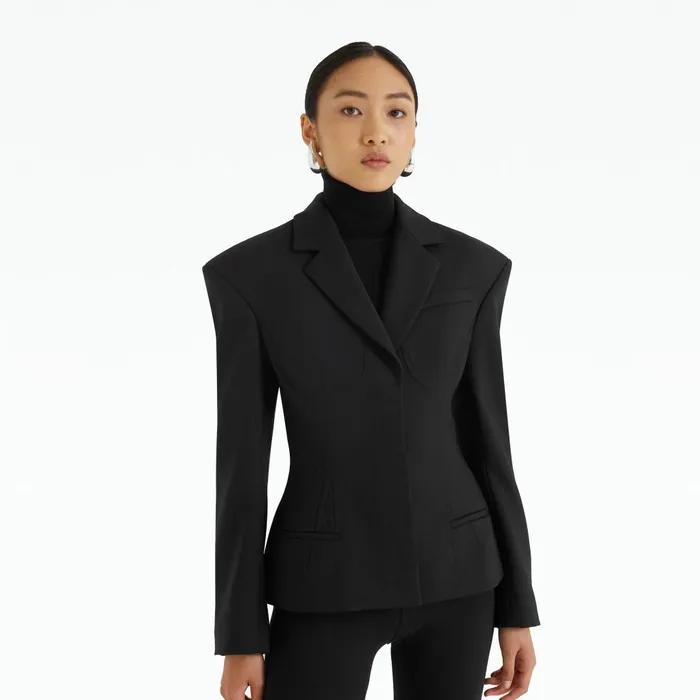 Safiyaa Caprice Black Jacket Women Jackets and Coats