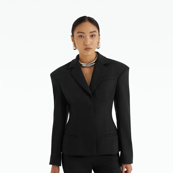 Safiyaa Caprice Black Jacket Women Jackets and Coats