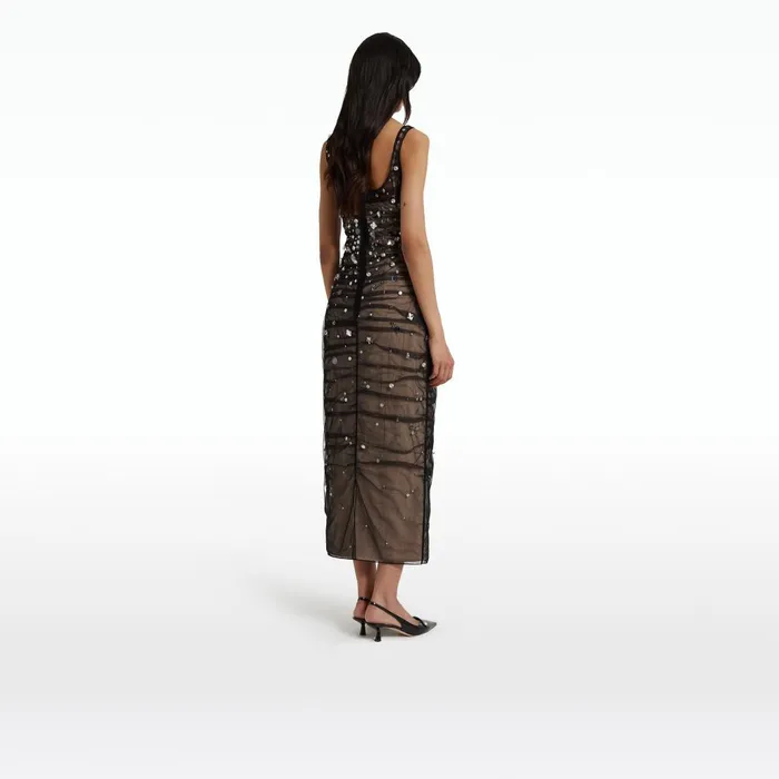 Safiyaa Ceren Black Midi Dress Women Dresses