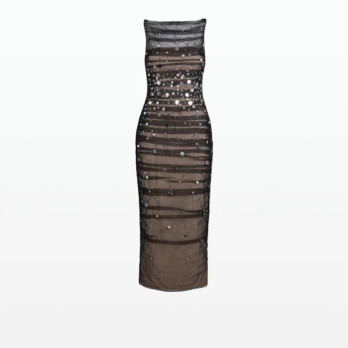 Safiyaa Ceren Black Midi Dress Women Dresses