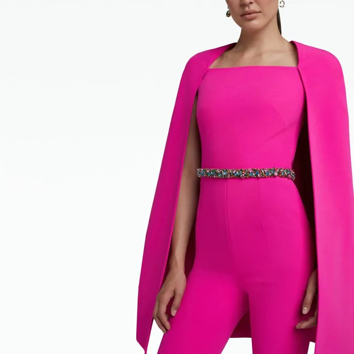 Safiyaa Cinzia Wild Strawberry Jumpsuit With Embroidered Belt Women Jumpsuits
