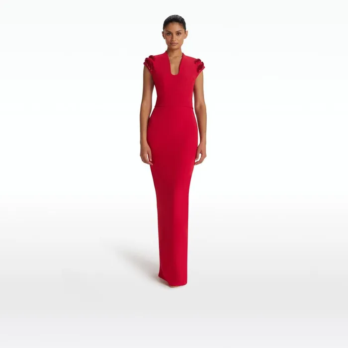 Safiyaa Dana Dazzling Red Long Dress Women Dresses