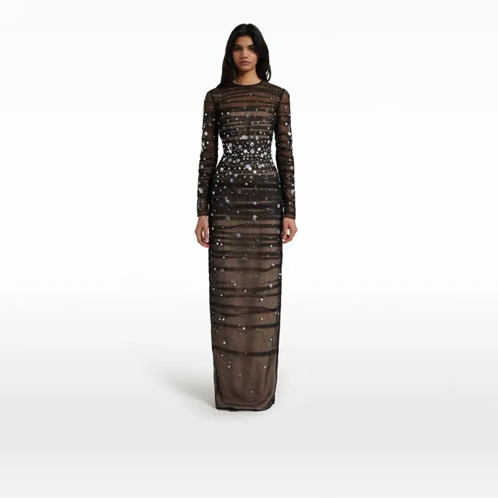 Safiyaa Defne Black Long Dress Women Dresses