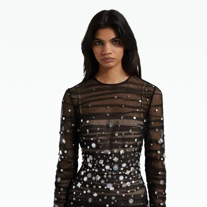 Safiyaa Defne Black Long Dress Women Dresses