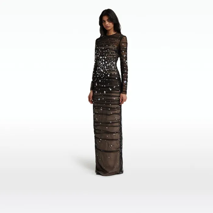 Safiyaa Defne Black Long Dress Women Dresses