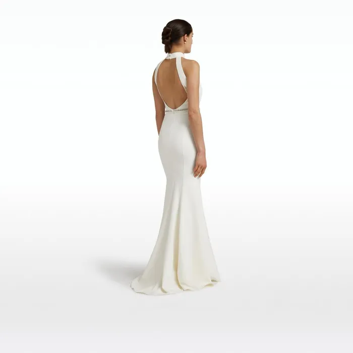 Safiyaa Dorrit Ivory Long Dress With Embroidered Belt Women Dresses