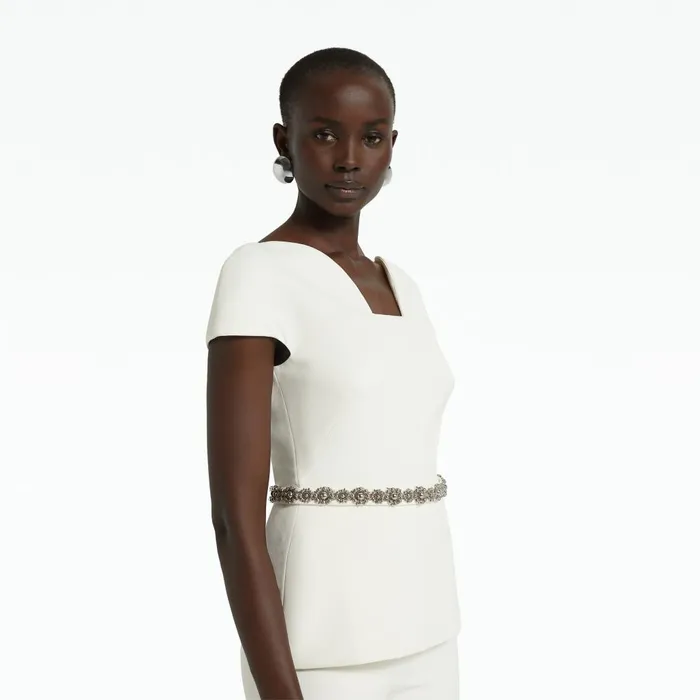 Safiyaa Geena Embroidered Ivory Top Women Tops