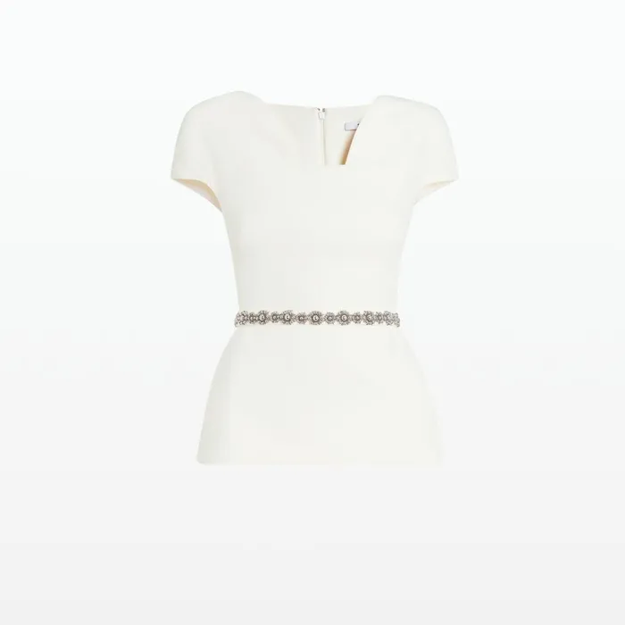 Safiyaa Geena Embroidered Ivory Top Women Tops