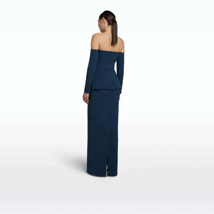 Safiyaa Giuliana Ink Blue Long Dress With Belt Women Dresses