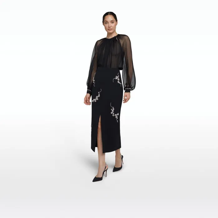 Safiyaa Grainee Black and Broken Jewellery Embroidery Skirt Women Skirts