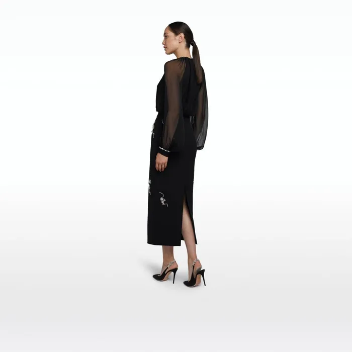Safiyaa Grainee Black and Broken Jewellery Embroidery Skirt Women Skirts
