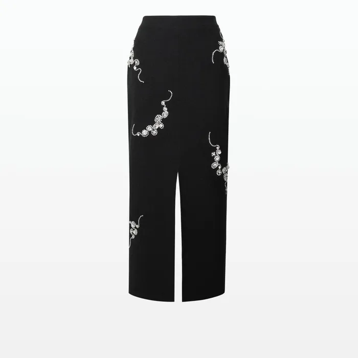 Safiyaa Grainee Black and Broken Jewellery Embroidery Skirt Women Skirts