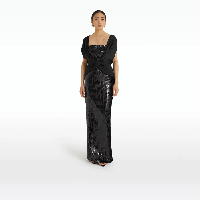 Safiyaa Harri Black Long Dress Women Dresses