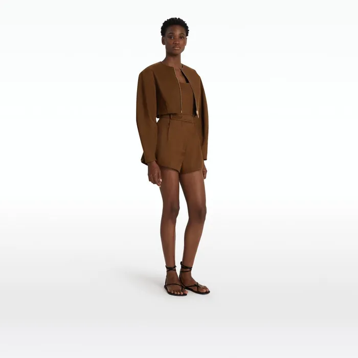 Safiyaa Helean Deep Brown Shorts Women Trousers