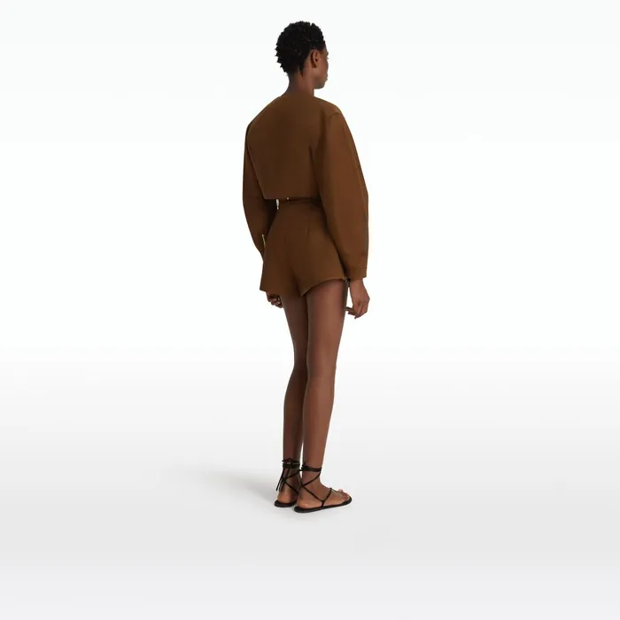 Safiyaa Helean Deep Brown Shorts Women Trousers