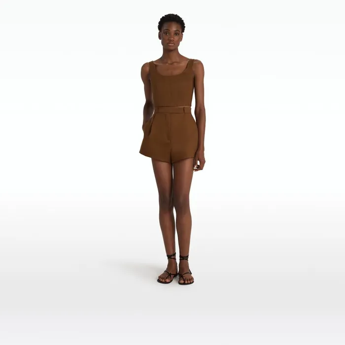 Safiyaa Helean Deep Brown Shorts Women Trousers