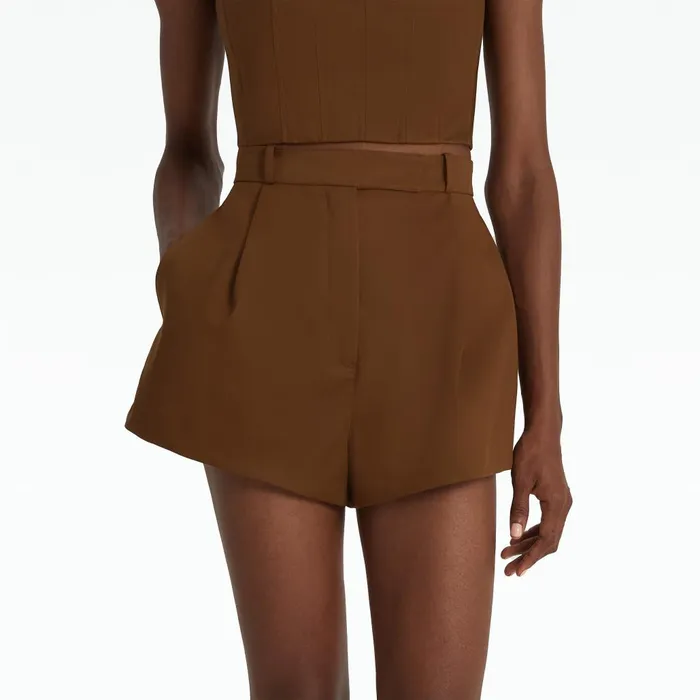 Safiyaa Helean Deep Brown Shorts Women Trousers