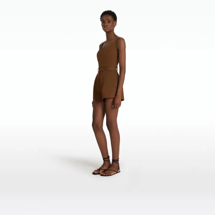 Safiyaa Helean Deep Brown Shorts Women Trousers