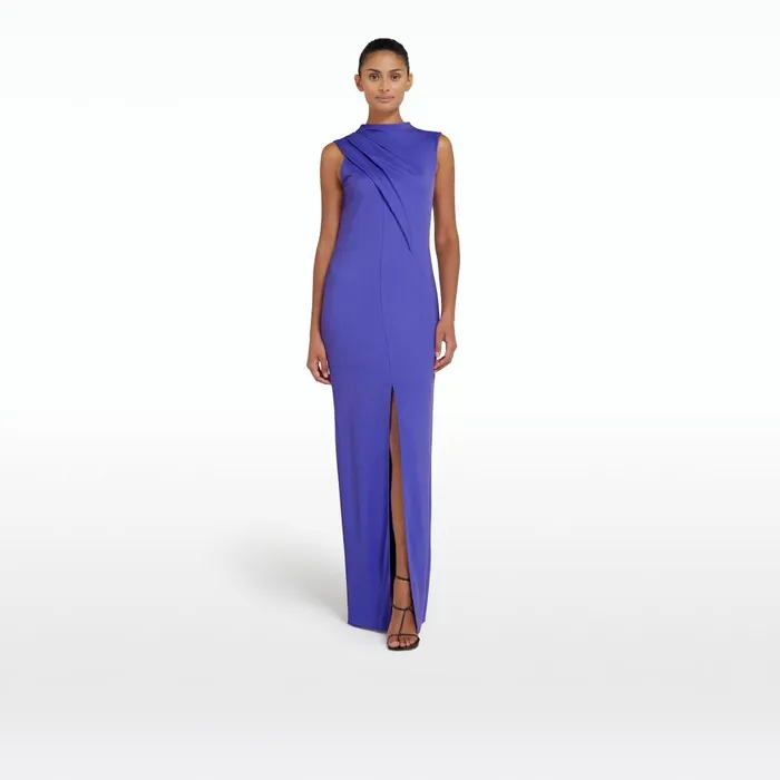 Safiyaa Iris Anemone Blue Long Dress Women Dresses