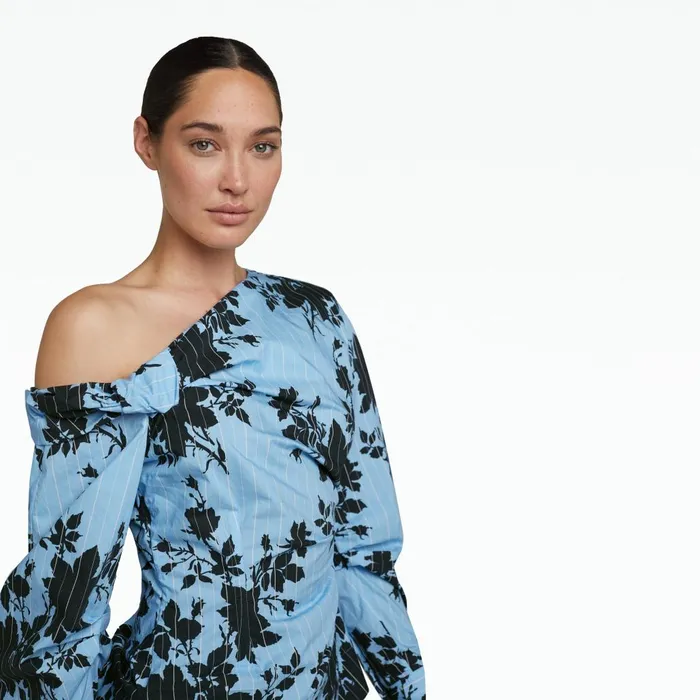 Safiyaa Jo Pale Blue and Black Top Women Tops
