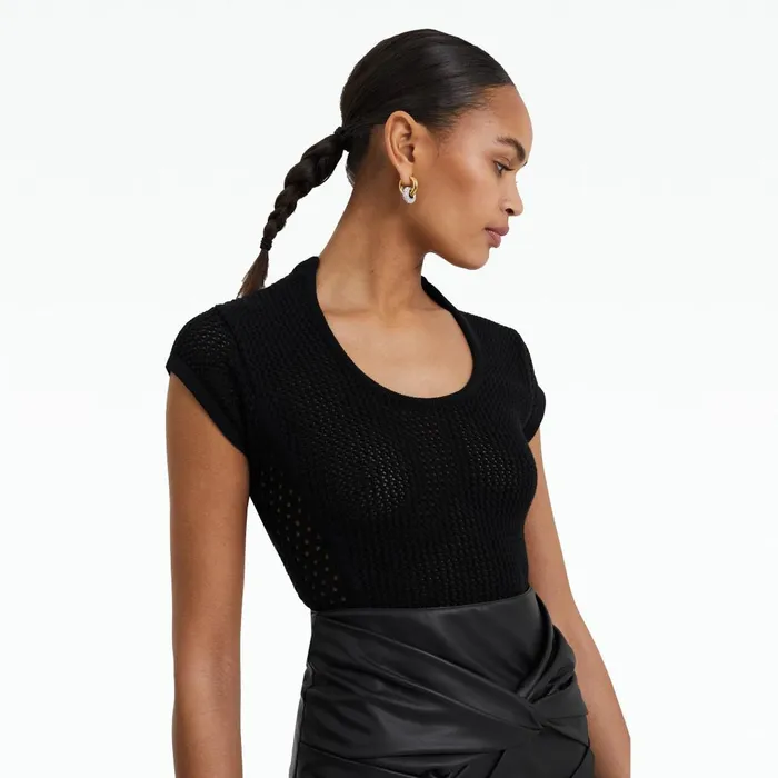 Safiyaa Karly Black Knit Top Women Tops