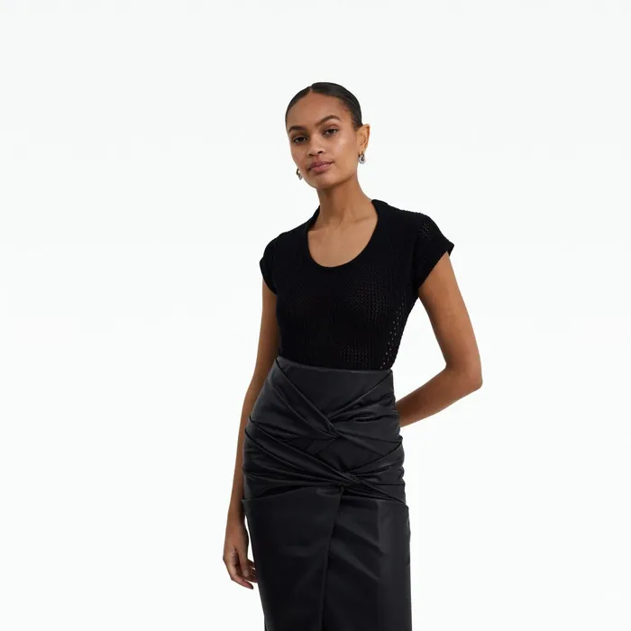 Safiyaa Karly Black Knit Top Women Tops