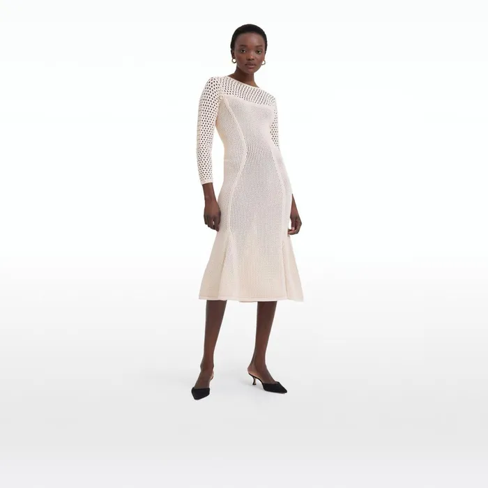 Safiyaa Klo Nouvelle Peach Knit Midi Dress Women Dresses