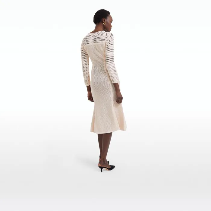 Safiyaa Klo Nouvelle Peach Knit Midi Dress Women Dresses