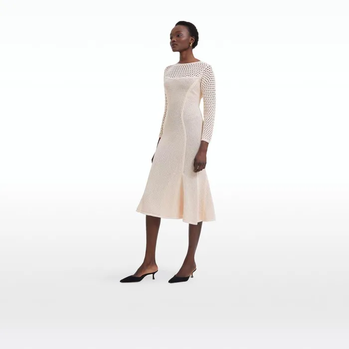 Safiyaa Klo Nouvelle Peach Knit Midi Dress Women Dresses