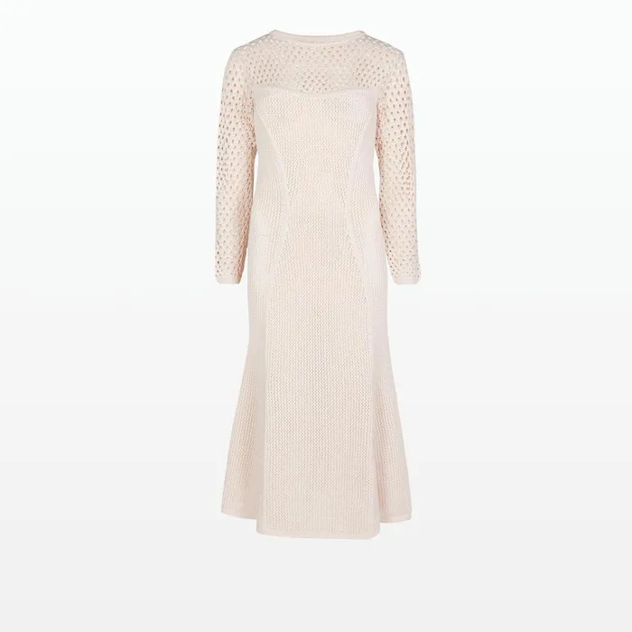 Safiyaa Klo Nouvelle Peach Knit Midi Dress Women Dresses