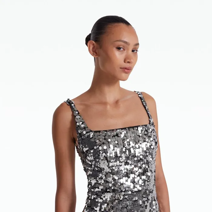 Safiyaa Kristena Gunmetal Long Dress Women Dresses