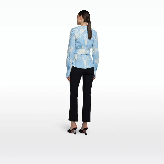 Safiyaa Madeline Pale Blue and White Top Women Tops