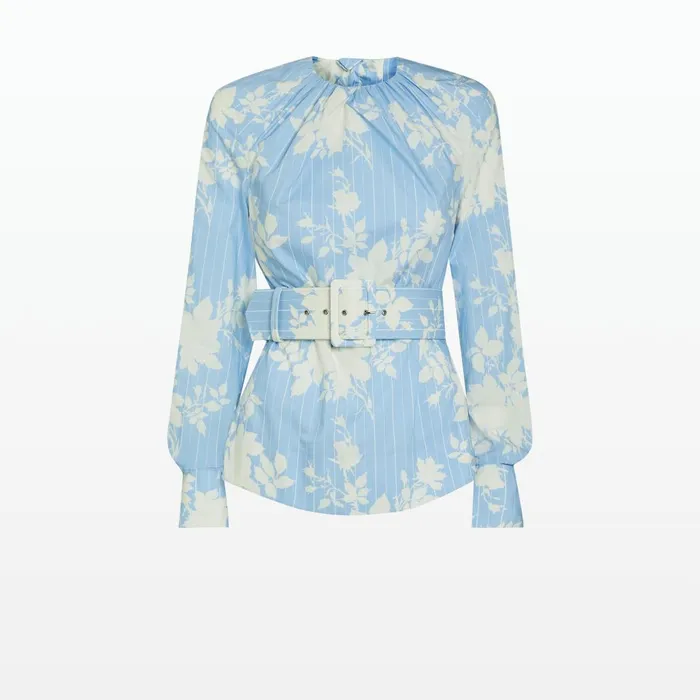 Safiyaa Madeline Pale Blue and White Top Women Tops