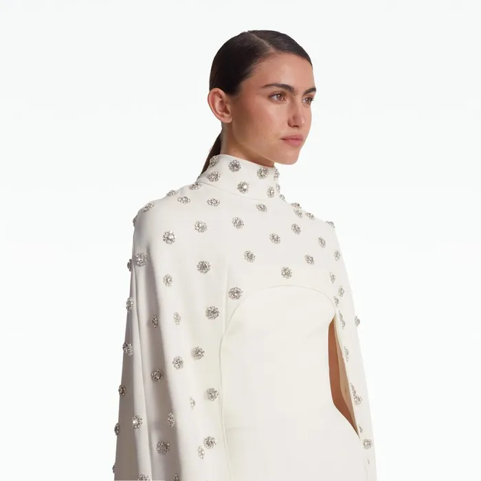 Safiyaa Manore Ivory Harness With Soshin Long Dress Women Capes and Harnesses