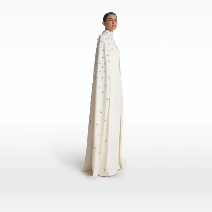 Safiyaa Manore Ivory Harness With Soshin Long Dress Women Capes and Harnesses