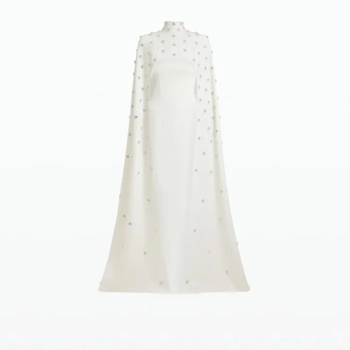 Safiyaa Manore Ivory Harness With Soshin Long Dress Women Capes and Harnesses