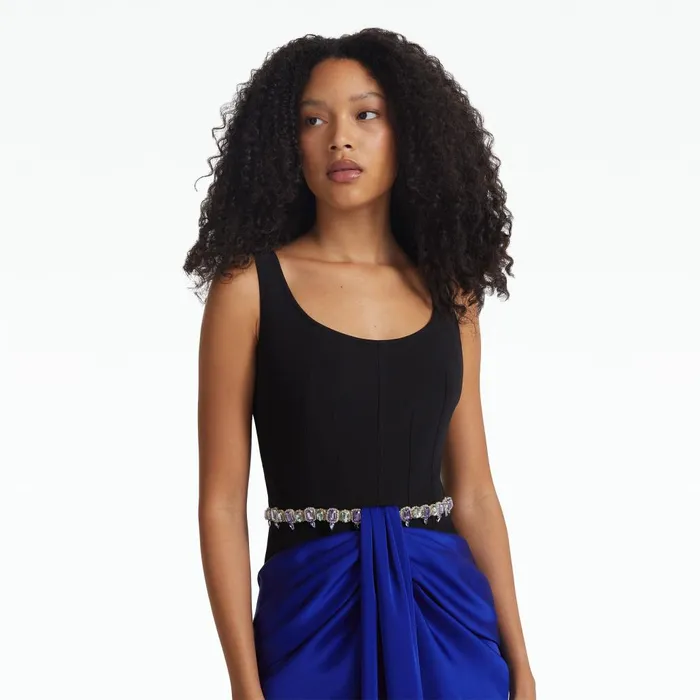 Safiyaa Marlena Embroidered Marrakech and Black Long Dress Women Dresses