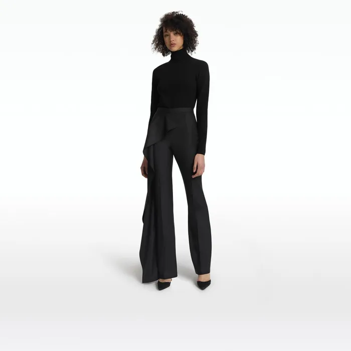 Safiyaa Mortina Charcoal Wool Trousers Women Trousers