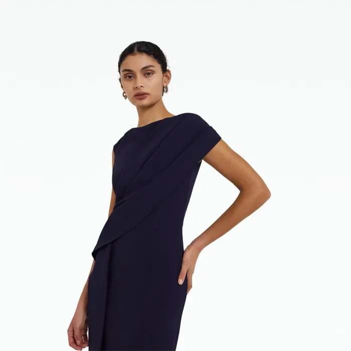 Safiyaa Regina Azurite Blue Midi Dress Women Dresses