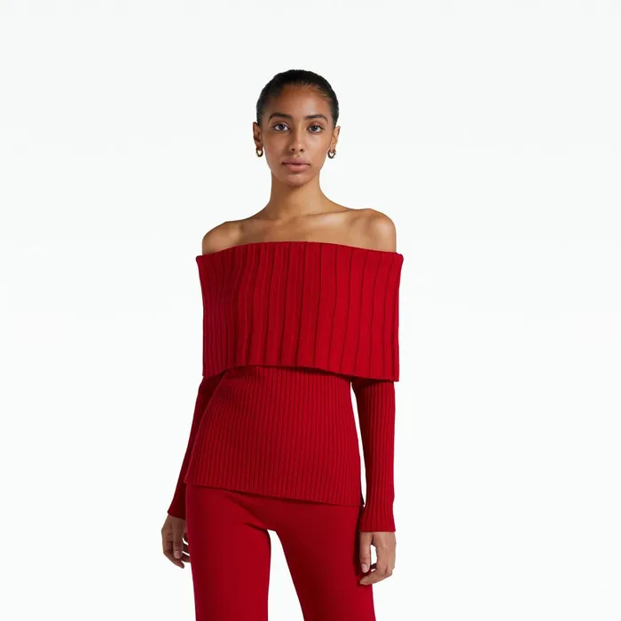 Safiyaa Risetta Azalea Red Knit Women Tops
