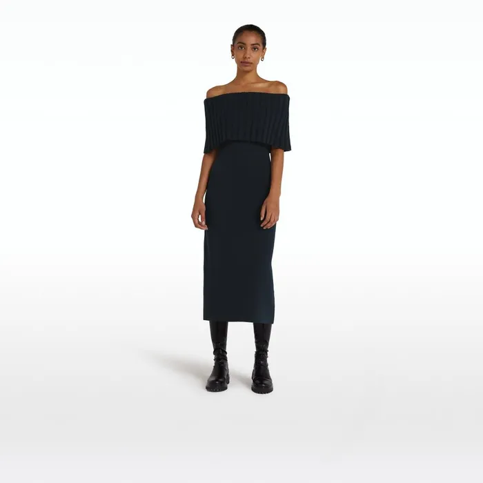 Safiyaa Risette Navy Knit Dress Women Dresses