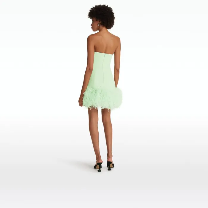 Safiyaa Rowan Aloe FeatherTrimmed Short Dress Women Dresses