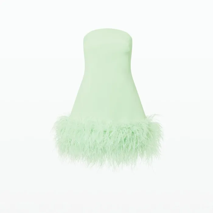 Safiyaa Rowan Aloe FeatherTrimmed Short Dress Women Dresses
