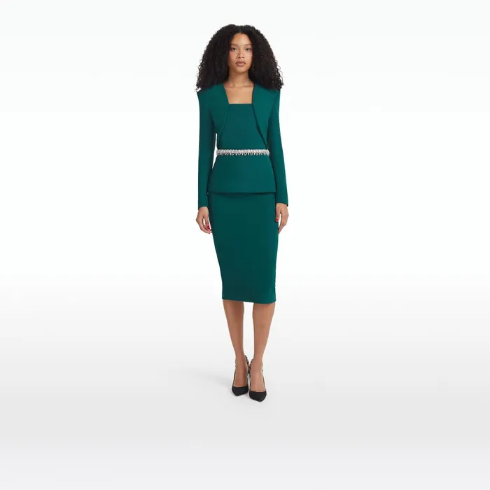 Safiyaa Samuela Alpine Green Top With Embroidered Belt Women Tops