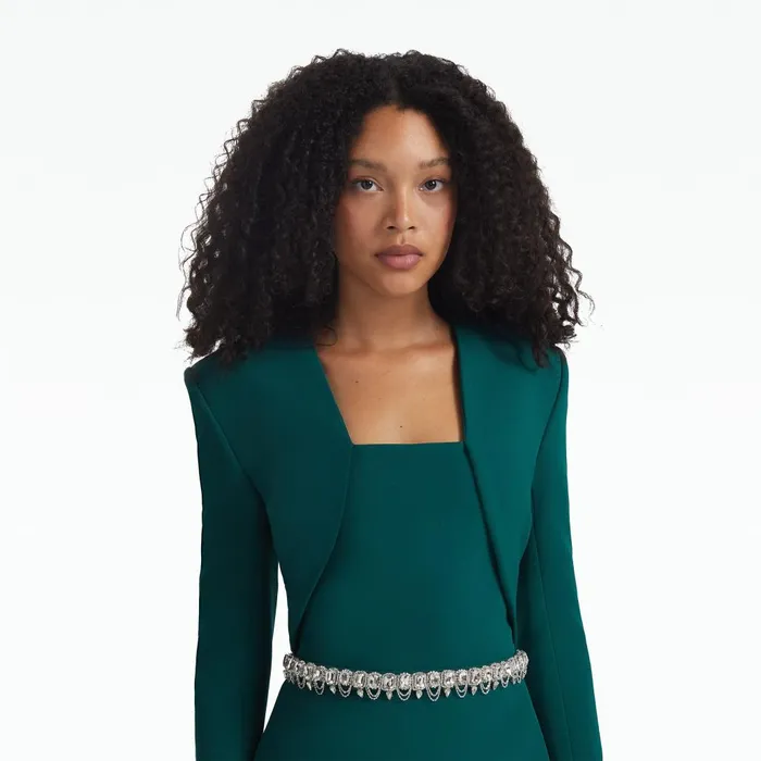 Safiyaa Samuela Alpine Green Top With Embroidered Belt Women Tops