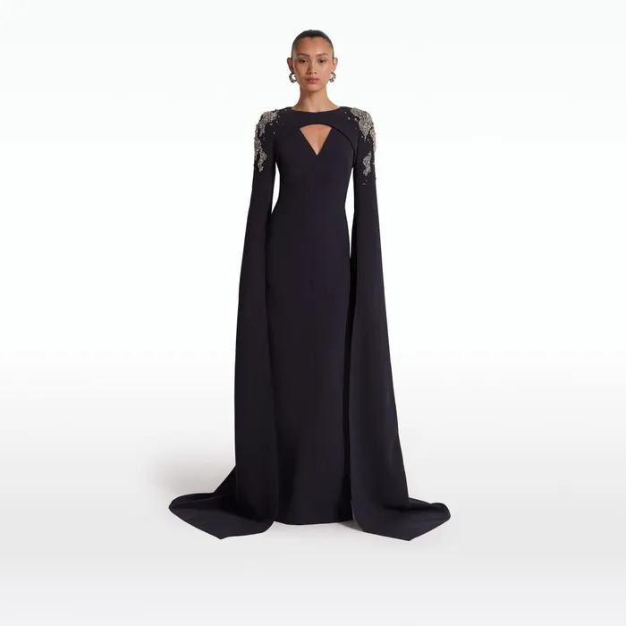 Safiyaa Sarita Midnight Navy Long Dress Women Dresses