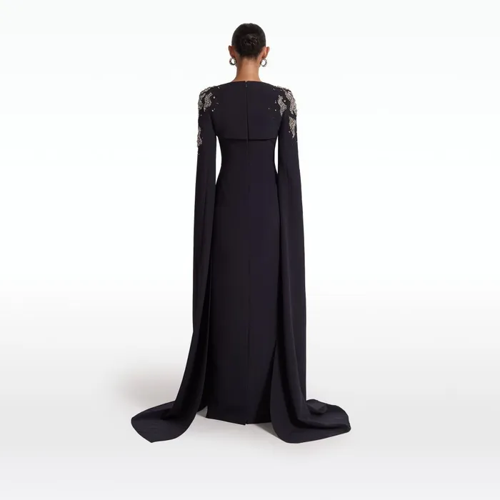 Safiyaa Sarita Midnight Navy Long Dress Women Dresses