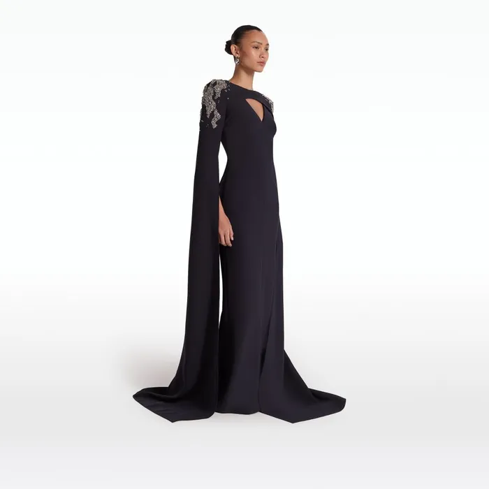 Safiyaa Sarita Midnight Navy Long Dress Women Dresses