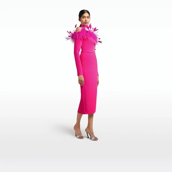Safiyaa Vittoria Wild Strawberry Midi Dress Women Dresses